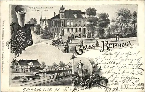 Gruss aus Reisholz Düsseldorf - Hotel zum Bahnhof - Litho -622884