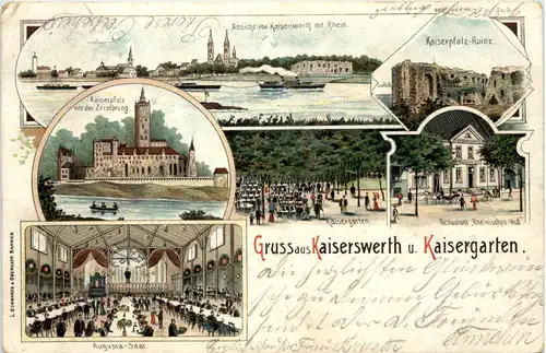 Gruss aus Kaiserswerth und Kaisergarten - Litho -623004