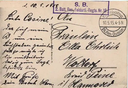 Avriecourt - Feldpost 18. Res. Division -620712