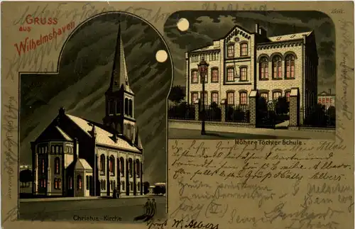 Gruss aus Wilhelmshaven - Höher Töchter Schule - Litho -481422