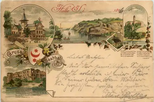 Halle Saale - Gruss aus dem Saalthal - Litho 1896 -620812