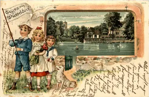 Gruss aus Düsseldorf - Litho Prägekarte -622760