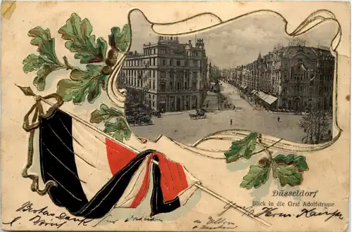 Düsseldorf - Blick in die Graf Adolfstrasse - Litho -622790