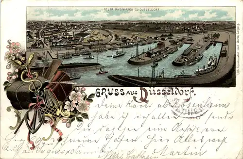 Gruss aus Düsseldorf - Neuer Rheinhafen - Litho -622830