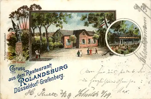 Düsseldorf-Grafenberg - Gruss vom Restaurant Rolandsburg - Litho -622910