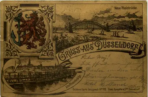Gruss aus Düsseldorf - Goldene Karte - Litho -623010