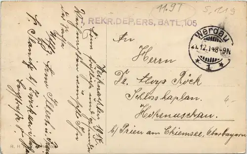 Weihnachten - Feldpost Rekr. Dep. Ers. Batl 105 -624204