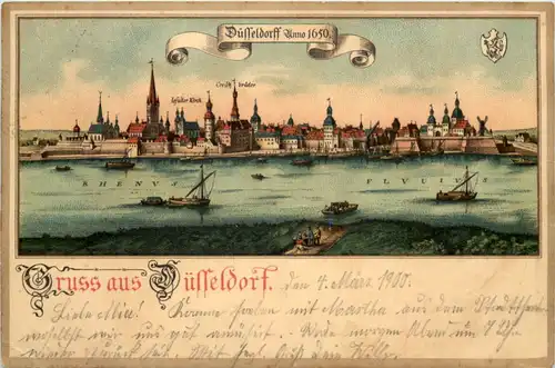 Gruss aus Düsseldorf anno 1650 - Litho -622232