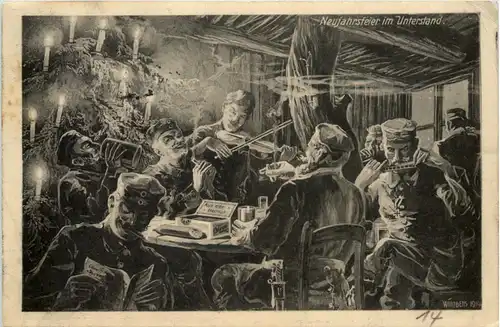 Neujahrsfeier im Unterstand - Feldpost 7. Armeekorps -624158