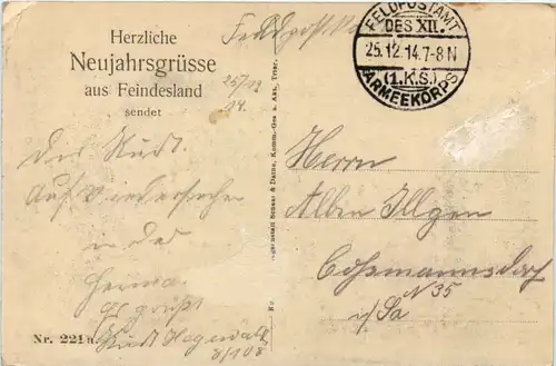 Neujahrsfeier im Unterstand - Feldpost 7. Armeekorps -624158