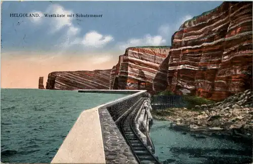 Helgoland, Westküste mit Schutzmauer -511426