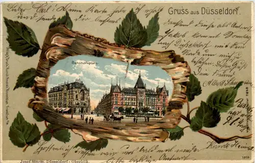 Gruss aus Düsseldorf - Bahnhofsplatz - Litho -622792