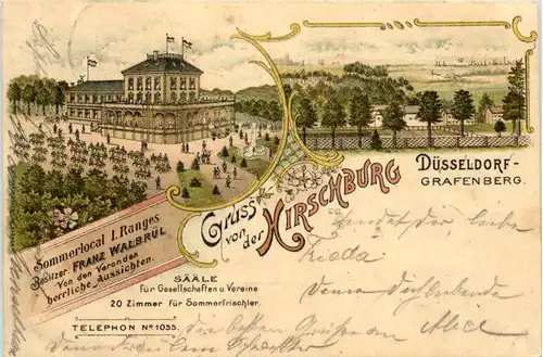 Düsseldorf - Grafenberg - Gruss von der Hirschburg - Litho -622932