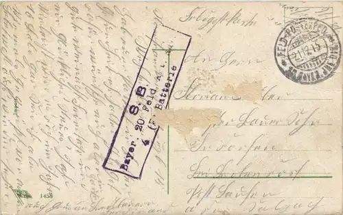 Neujahr Weltkrieg - Feldpost Bayr. 20. Feld Art. Regiment -624136