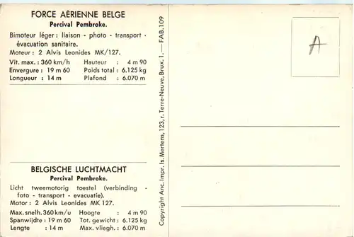 Force Aerienne Belge - Percival Pembroke -484334