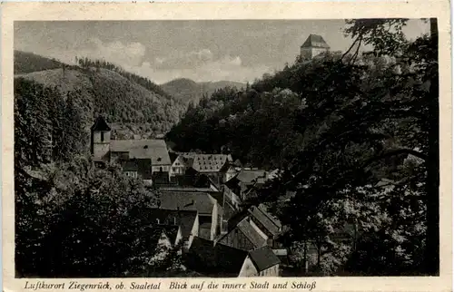 Kurort Ziegenrück ob Saaletal, Blick auf die innere Stadt und Schloss -512206