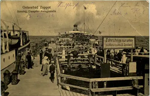 Ostseebad Zoppot - Seesteg - Dampfer Anlagestelle -624836