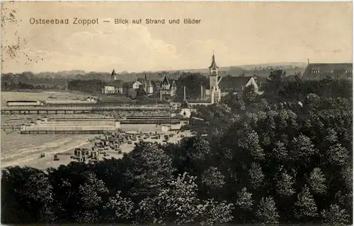 Ostseebad Zoppot - Blick auf Strand -625822