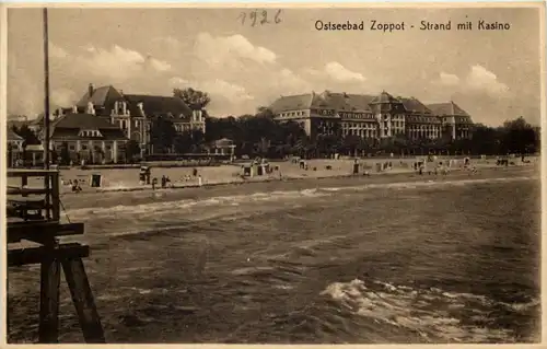 Ostseebad Zoppot - Strand mit Kasino -625452