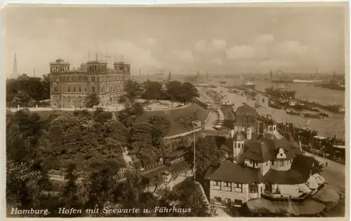 Hamburg, Hafen mit Seewarte u. Fährhaus -511442