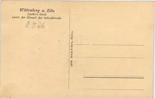 Wittenberg, Luthers Grab unter der Kanzel der Schlosskirche -511822