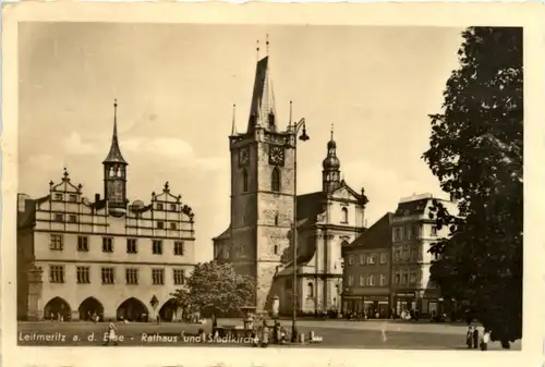 Leitmeritz an der Elbe - Rathaus und Stadtkirche -497864