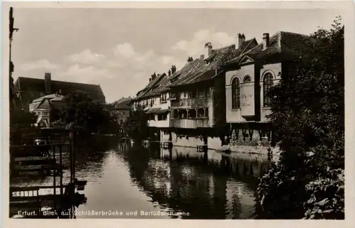 Erfurt, Blick auf Schlösserbrücke und Barfüsser-Kirche -512750