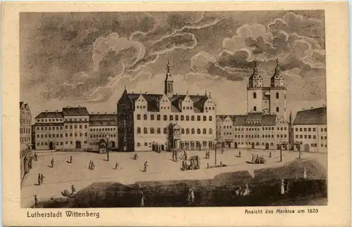 Wittenberg, Ansicht des Marktes um 1820 -512814