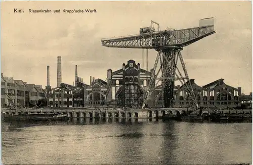 Kiel, Riesenkran und Kruppsche Werft -512588