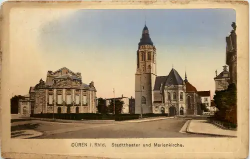 Düren, Stadttheater und Marienkirche -514366