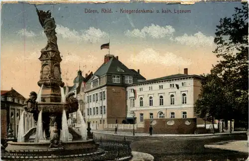 Düren, Kriegerdenkmal u. kath. Lyzeum -514386