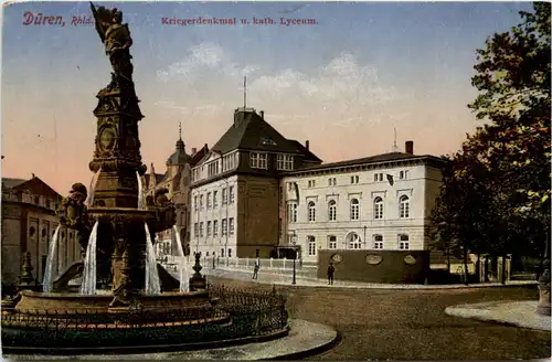 Düren, Kriegerdenkmal u. Kath. Lyceum -514216