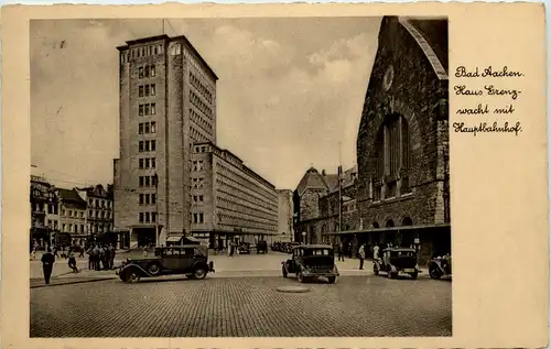 Aachen, Haus Grenzwacht mit Hauptbahnhof -514686