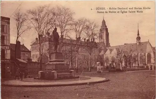 Düren, Moltke Denkmal und Marienkirche -514496