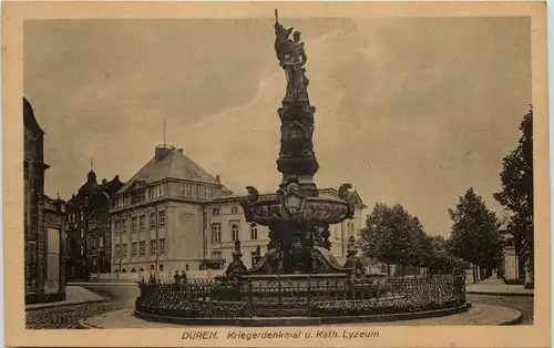 Düren, Kriegerdenkmal und Kath. Lyzeum -514556