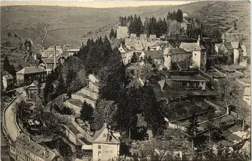 Montjoie - Monschau, Blick vom Ringsberg, Schlossruine mit Hospital -513408