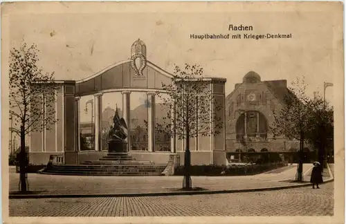 Aachen, Hauptbahnhof mit Kriegerdenkmal -514966