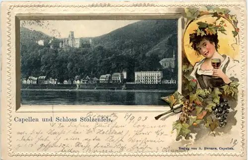 Capellen und Schloss Stolzenfels - Litho -487128