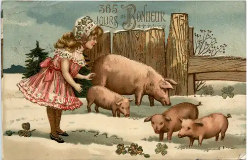 Glückwunsch - Schweine - Prägekarte -487148