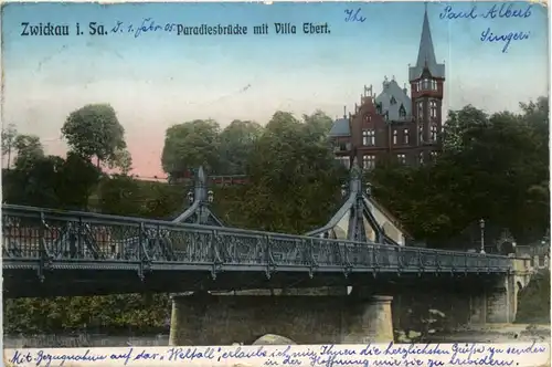 Zwickau - Paradiesbrücke mit Villa Ebert -487346