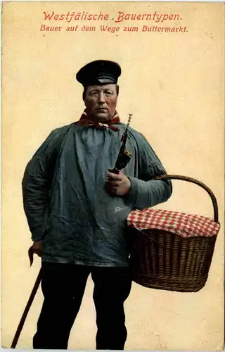 Westfälische Bauerntypen, Bauer auf dem Wege zum Buttermarkt -513868