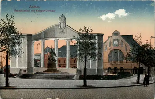 Aachen, Hauptbahnhof mit Kriegerdenkmal -515036