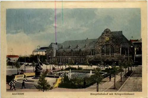 Aachen, Hauptbahnhof mit Kriegerdenkmal -515886