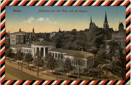 Aachen, Elisenbrunnen mit Dom und St. Foillan -514950