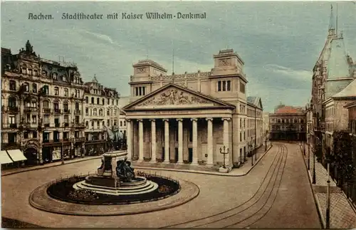 Aachen, Stadttheater mit Kaiser Wilhelm-Denkmal -514970