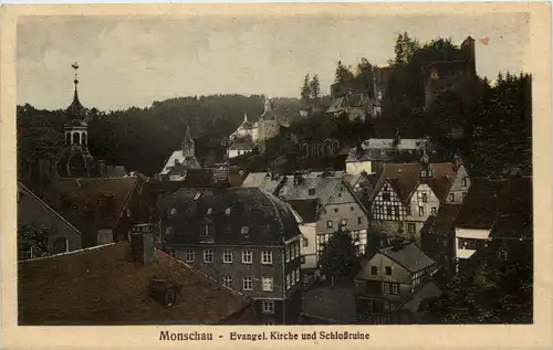 Monschau-Montjoie, Ev. Kirche und Schlossruine -514608