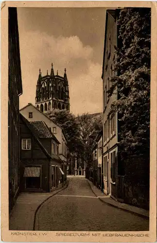 Münster i. W., Spiegelturm mit Liebfrauenkirche -516500