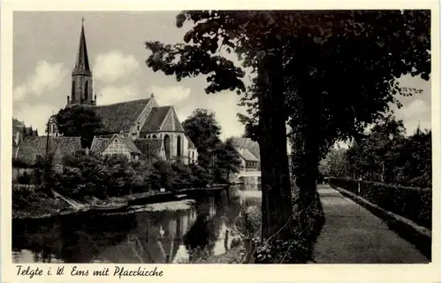 Telgte in Westfalen, Ems mit Pfarrkirche -515230