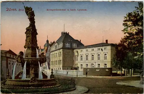 Düren, Kriegerdenkmal und Lyceum -514144