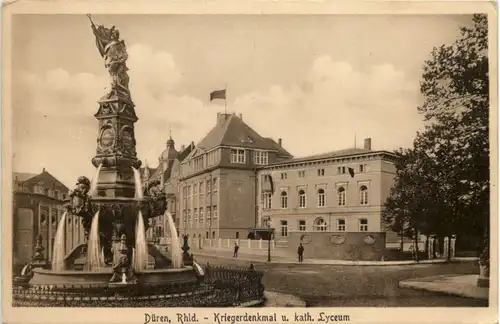 Düren, Kriegerdenkmal u. kath. Lyceum -514404